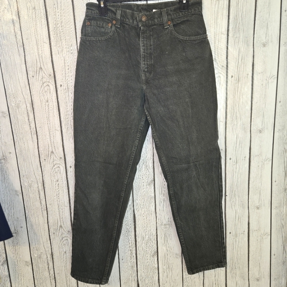 Vintage Juniors Levis Jeans 11 Short Green 550 Denim Tapered Leg Relaxed Fit USA